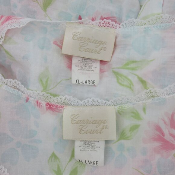 VTG Carriage Court Women XL Sleep Dress Short Sleeve Coverup Robe Pink Flowers - Picture 13 of 16